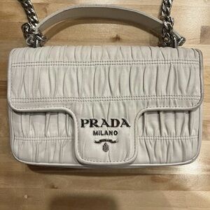 Prada Cream Quilted Shoulder Bag
